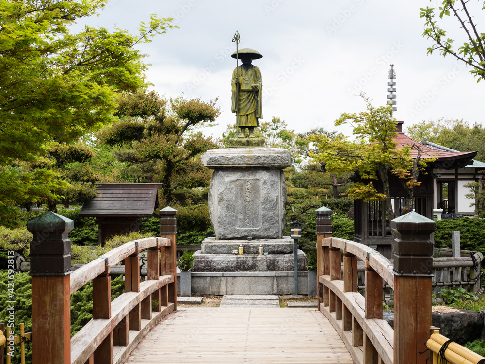 Statue of Kobo Daishi at Jonofuchi park - Matsuyama, Ehime prefecture, Japan