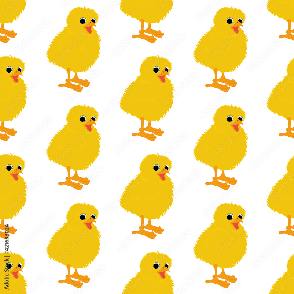 Chick bird cute animal vector illustration seamless pattern