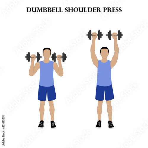 Dumbbell shoulder press workout exercise vector illustration