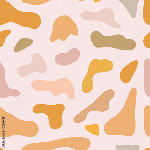 Vector hand drawn seamless pattern cute design. Beige, yellow