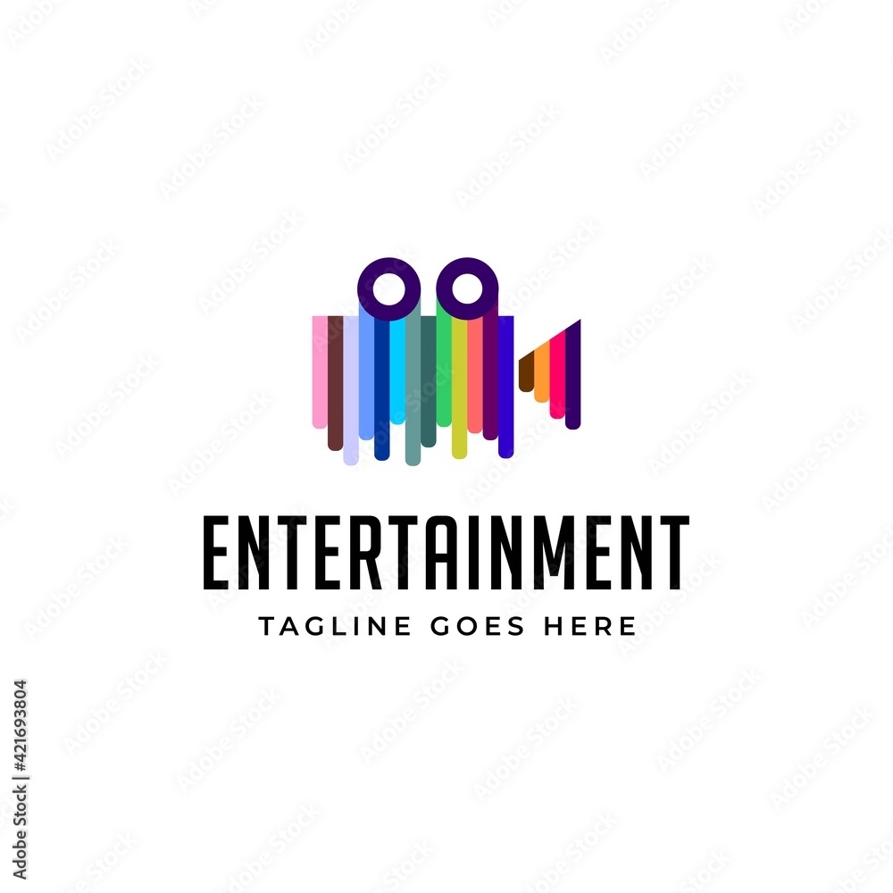 colorful video camera cinema movie logo icon vector template