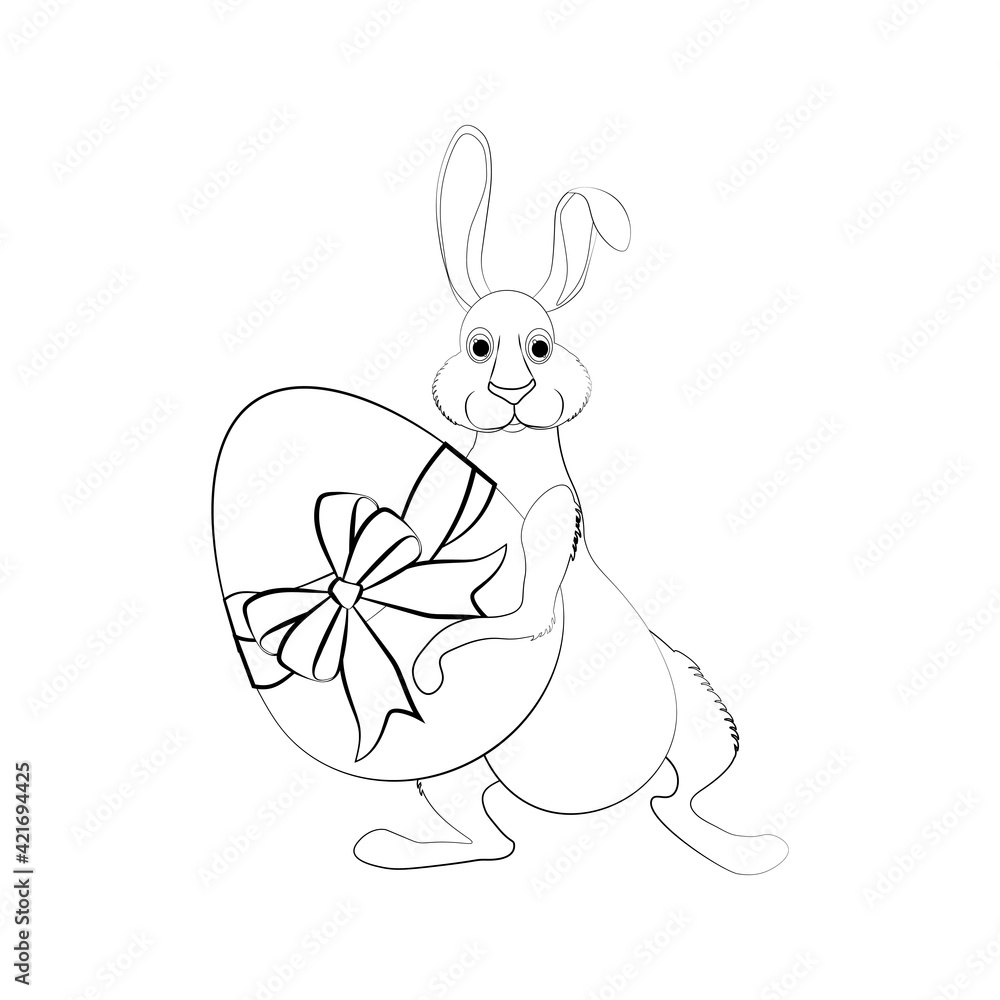 Easter rabbit with egg vector illustration outline Easter rabbit with egg vector illustration outline