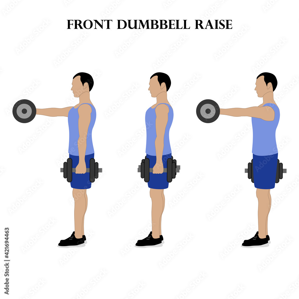 Obraz premium Front dumbbell raise workout exercise vector illustration