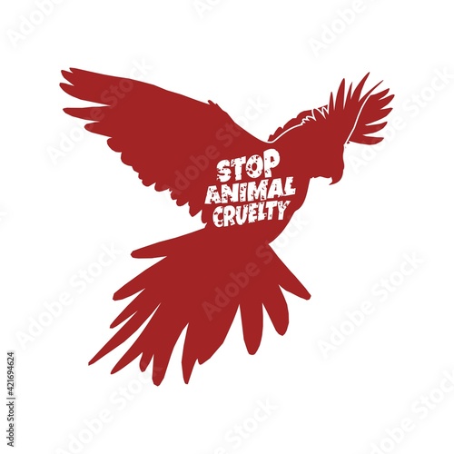 stop animal cruelty abuse bird wildlife flat design vector illustration