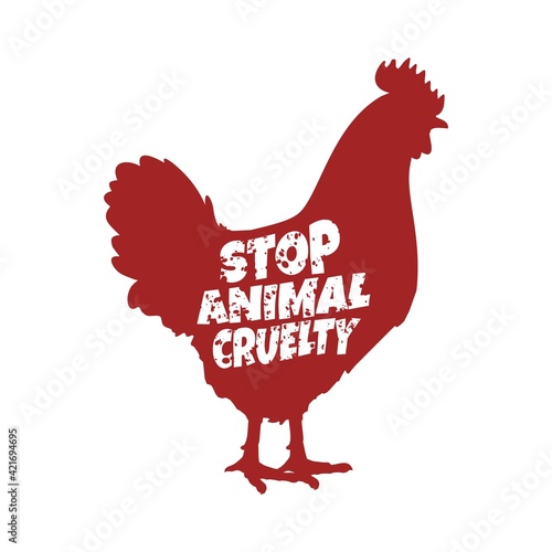 stop animal cruelty abuse chicken farm flat design vector illustration