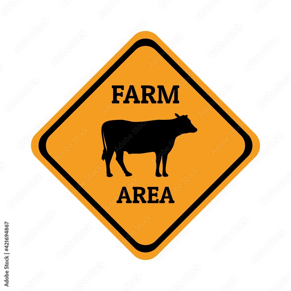 cow farm animal warning traffic sign flat design vector illustration cow farm animal warning traffic sign flat design vector illustration