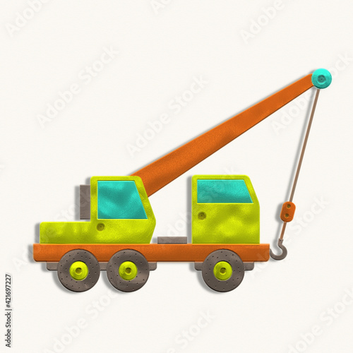 Plasticine truck crane. Isolated on white background