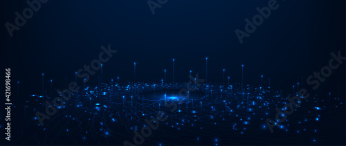 Big data visualization graphic concept.Vector big data visualization.Wave Lines moving towards of pitted. Futuristic infographic vector illustration. Big data Abstract Technology background.