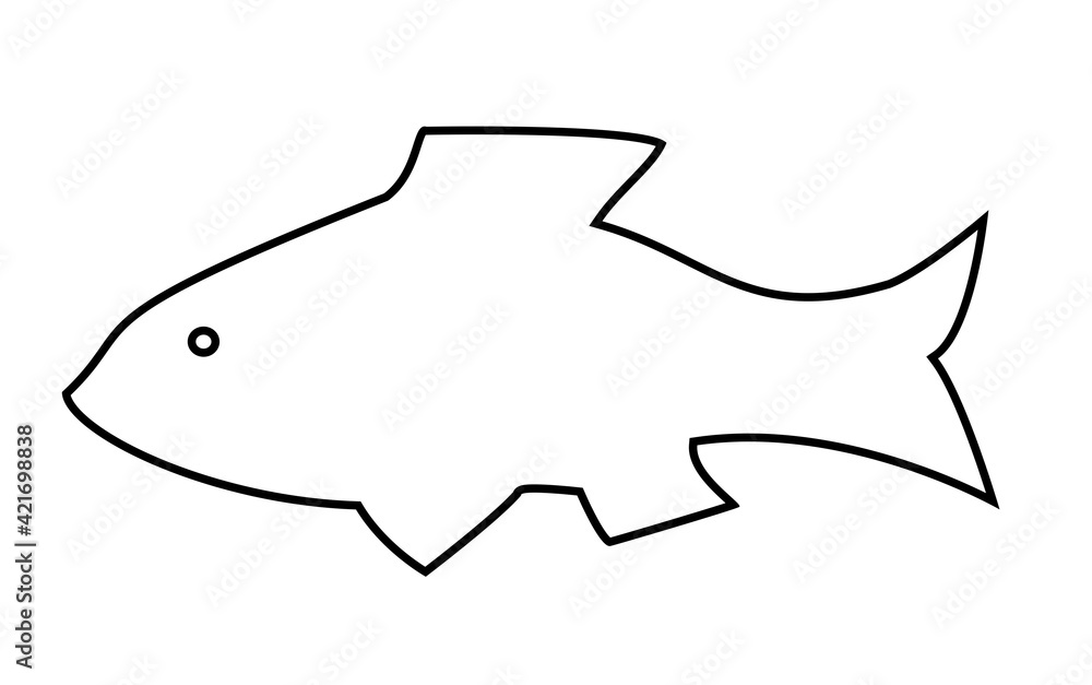 Graphic image of a fish outline on a white background Graphic image of a fish outline on a white background