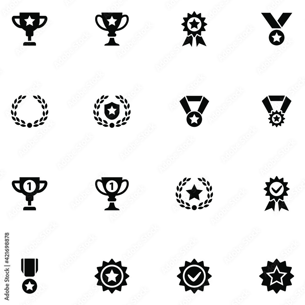 Prize award icons set vector graphic illustration