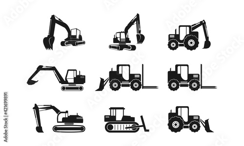 Heavy equipment set illustration vector