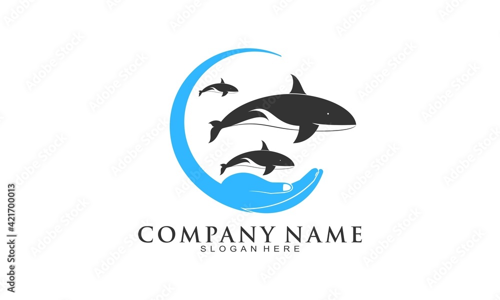 Save whale population symbol logo Save whale population symbol logo