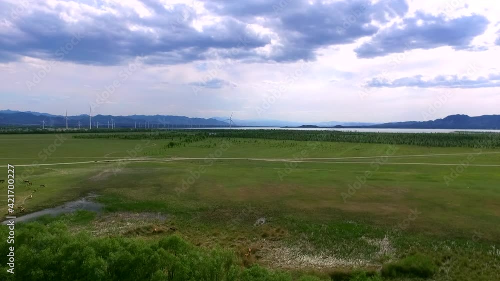 Aerial photo of Yeyahu Wetland Park in summer Aerial photo of Yeyahu Wetland Park in summer