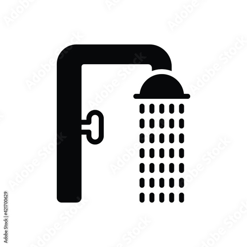 Black solid icon for shower