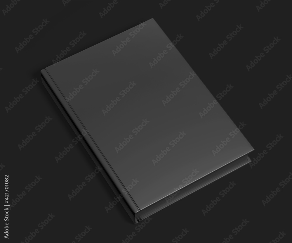 Black Hard Cover Book Mockup, Magazine, Book, Booklet, Brochure, 3D Rendered on Dark background Black Hard Cover Book Mockup, Magazine, Book, Booklet, Brochure, 3D Rendered on Dark background