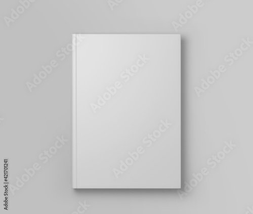 White Hard Cover Book Mockup, Magazine, Book, Booklet, Brochure, 3D Rendered on light gray background 