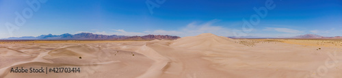 Aerial view of the Amargosa Sand Dunes in a hot day