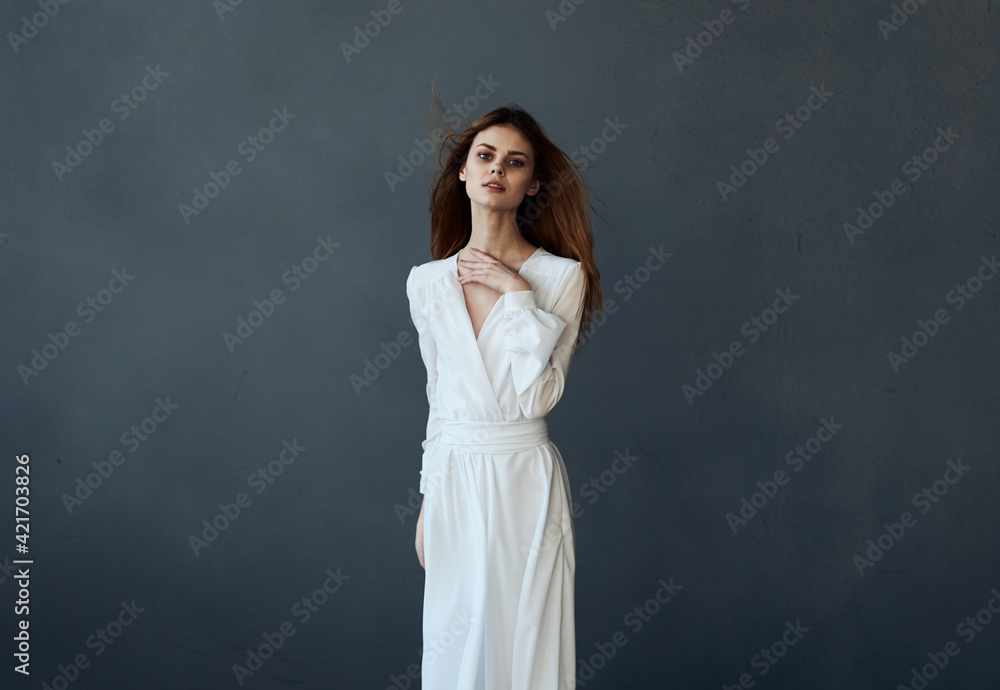 beautiful woman white dress dance performed model beautiful woman white dress dance performed model