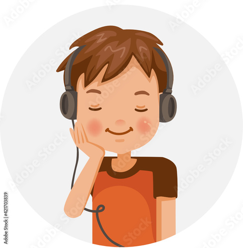 Boy hearing. Boy use headphones. Kid use headphones listen. Kid’s Headphones.