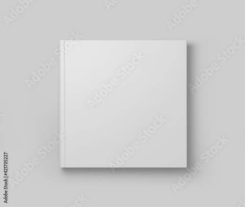 White Square Hard Cover Book Mockup,  Magazine, Book, Booklet, Brochure, 3D Rendered on light gray background  © Pixelica21