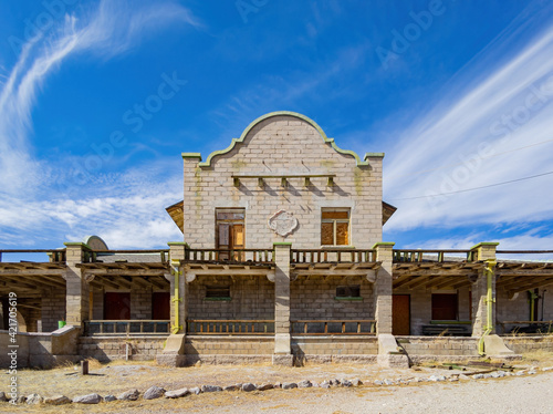 Sunny view of the abandon building in Rhyolite area photo