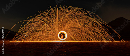 Steel Wool Fireworks in Night