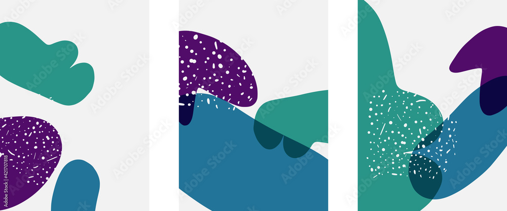 Fototapeta premium Hand drawn doodle shapes, wall art painting style, vector abstract background templates. A4 poster design or for covers, banners, flyers