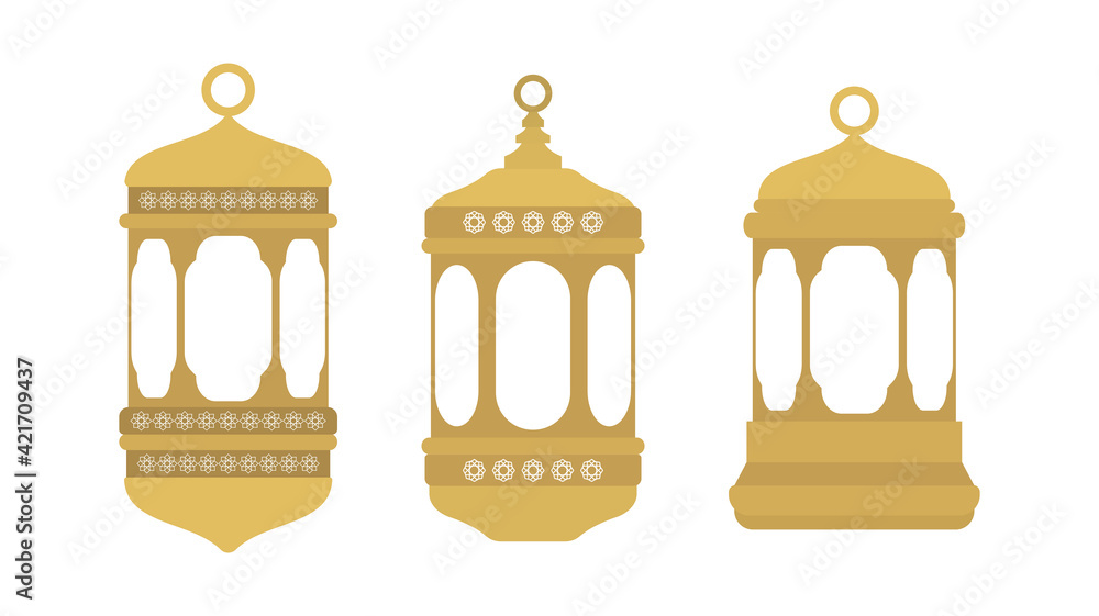 Set of ramadan lantern, collection of happy ramadan lantern decoration flat style design vector illustration