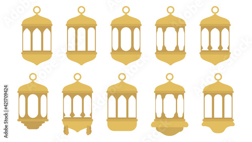 Set of ramadan lantern, collection of happy ramadan lantern decoration flat style design vector illustration