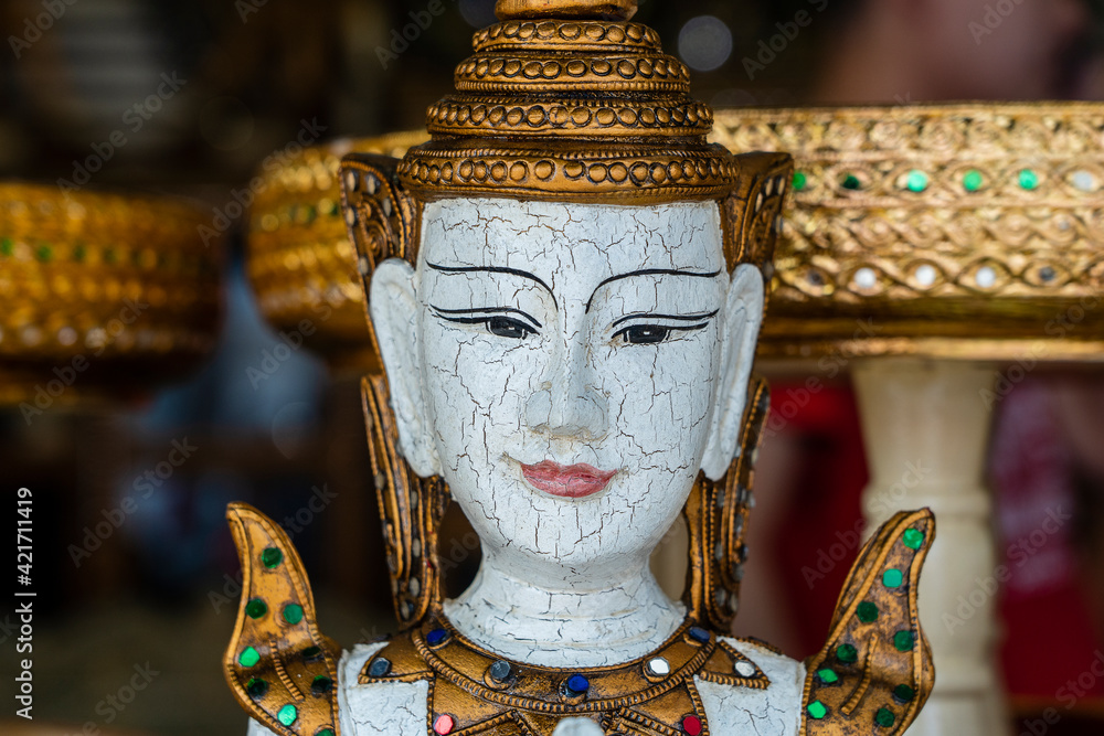 Buddha statue figures souvenir on display for sale on street market in Bangkok, Thailand Buddha statue figures souvenir on display for sale on street market in Bangkok, Thailand