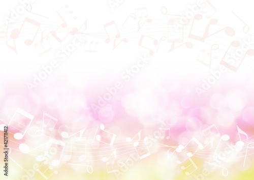 音符と光輝くピンクの背景フレーム no.02