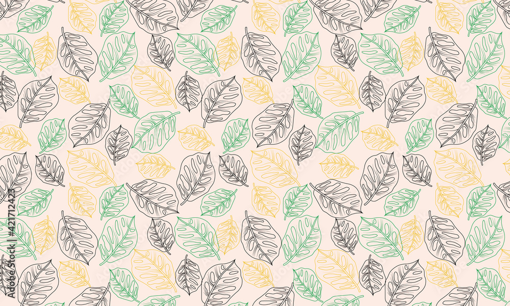 Vector green tropical leaves summer hawaiian seamless pattern with tropical green plants and leaves on light background. Great for vacation themed fabric, print, wallpaper, packaging. Vector green tropical leaves summer hawaiian seamless pattern with tropical green plants and leaves on light background. Great for vacation themed fabric, print, wallpaper, packaging.