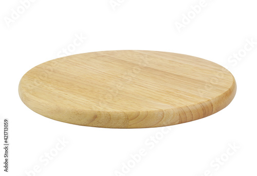 Round cutting board isolated on white background	