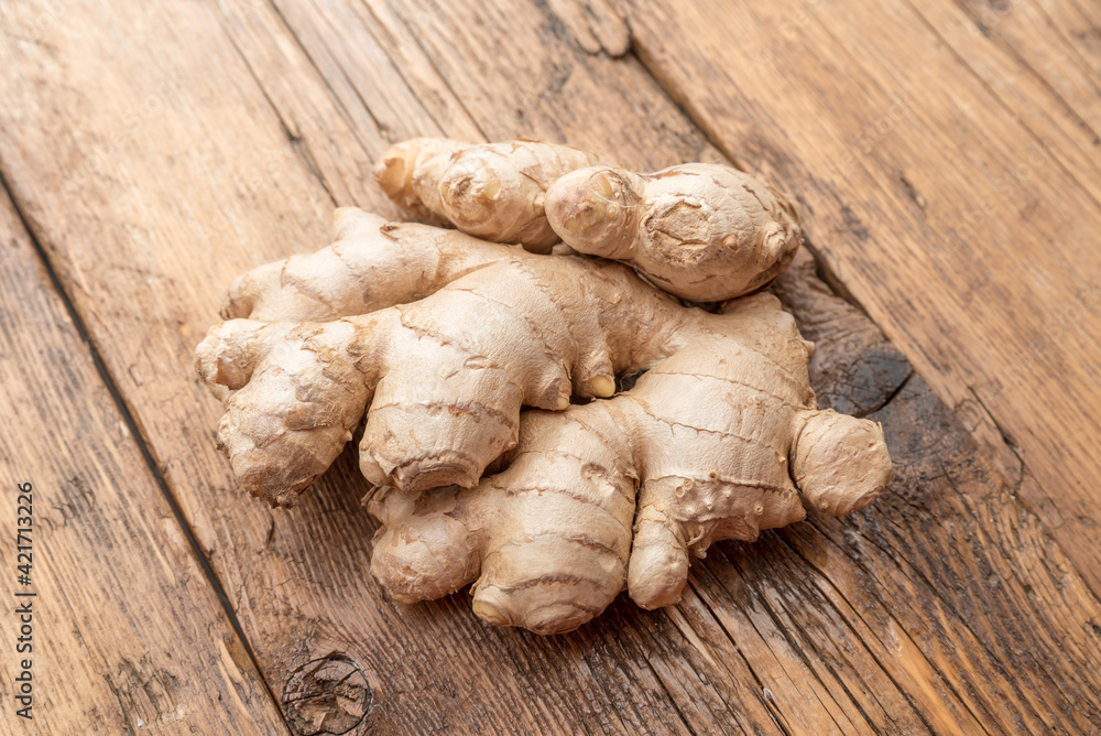 Healthy ginger root close up