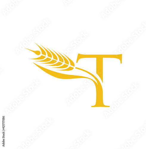 Wheat Grain Initial Letter T