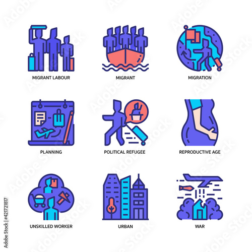 Migration icons set