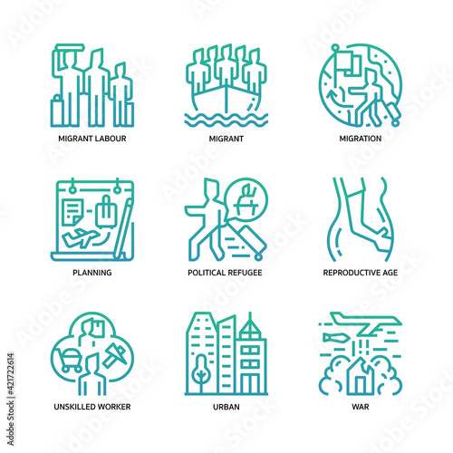 Migration icons set