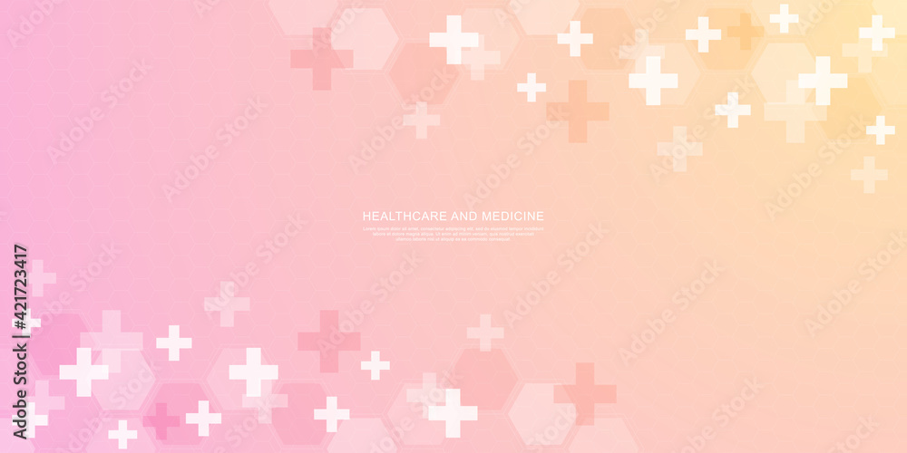 Vector illustration of a medical background with hexagons and crosses. Concepts and ideas for healthcare and medicine design Vector illustration of a medical background with hexagons and crosses. Concepts and ideas for healthcare and medicine design