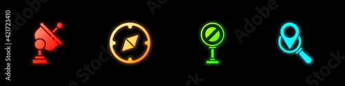Set Radar, Compass, Stop sign and Search location icon. Vector