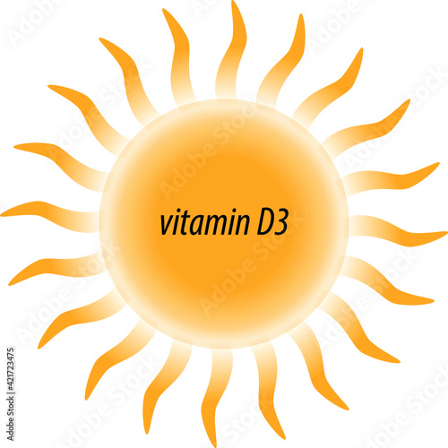Vitamin D symbol sun icon design. Vector illustration.