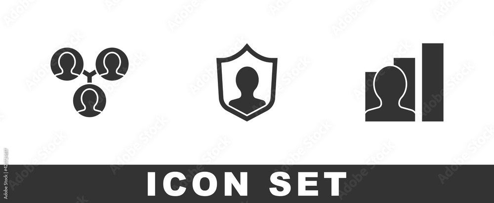 Set Project team base, User protection and Productive human icon. Vector Set Project team base, User protection and Productive human icon. Vector