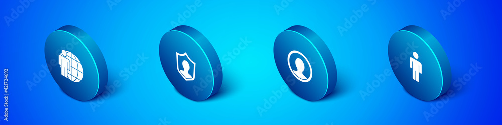 Set Isometric Head hunting, Create account screen, User of man and protection icon. Vector Set Isometric Head hunting, Create account screen, User of man and protection icon. Vector