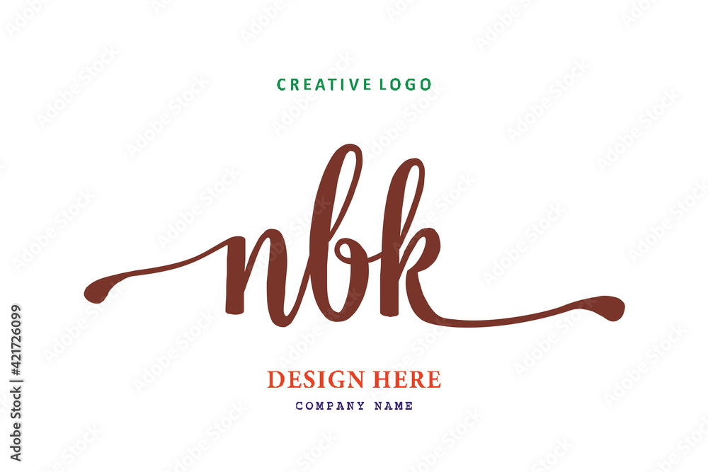 NBK lettering logo is simple, easy to understand and authoritative - obrazy, fototapety, plakaty 