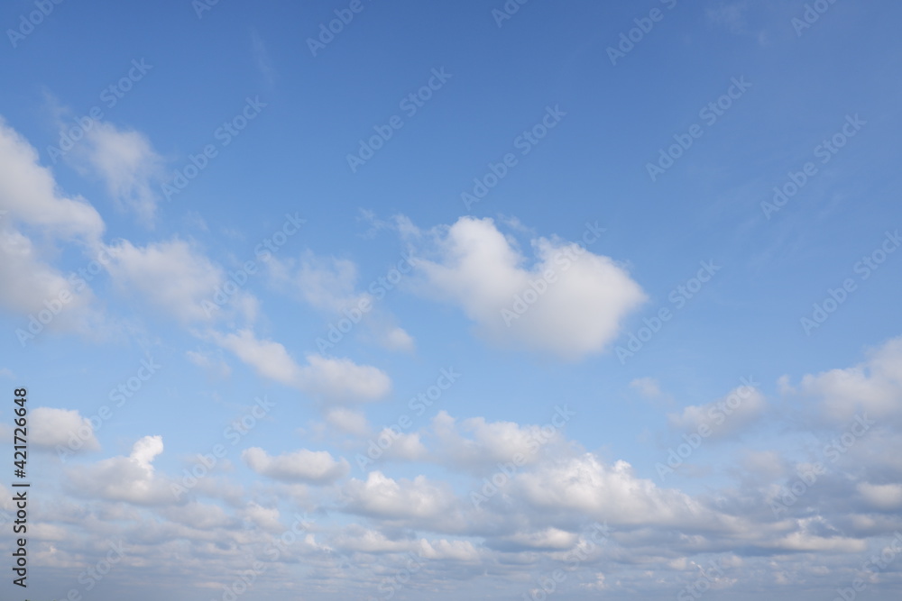 blue sky with fluffy clouds