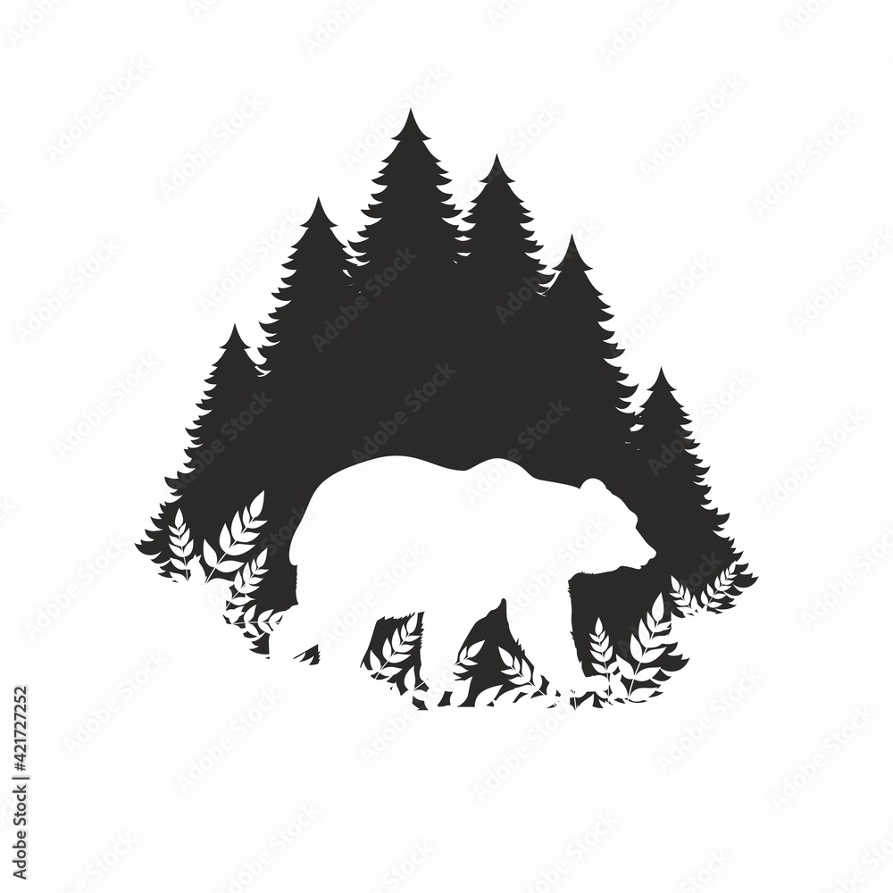 Big bear on the background of the forest Big bear on the background of the forest