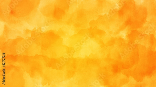 オレンジの水彩の筆の跡、背景素材、テクスチャ