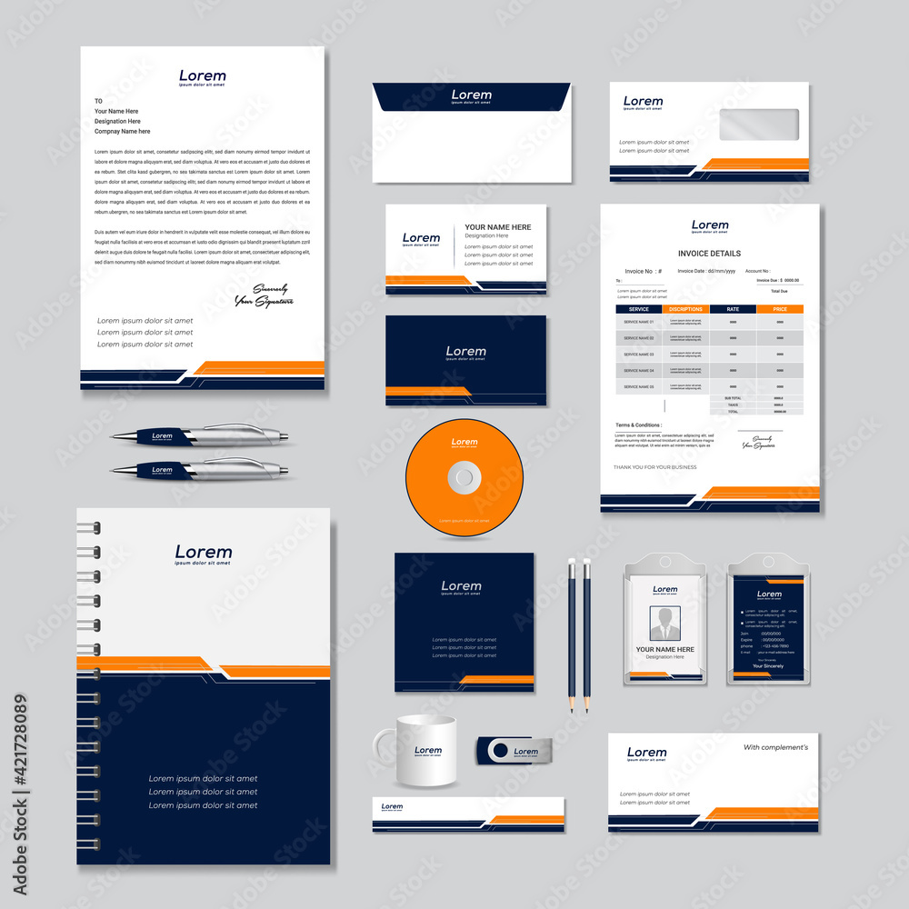 Obraz premium corporate identity template with digital elements. Vector company style for brand book and guideline.