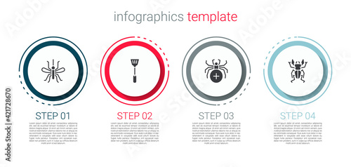Set Mosquito, Fly swatter, Spider and Beetle deer. Business infographic template. Vector