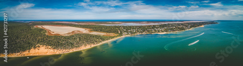 Pelican Bay in Gippsland, Australia - wide aerial panoramic landscape