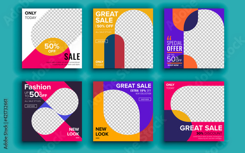 Set of sale banner template design. Vector illustration.